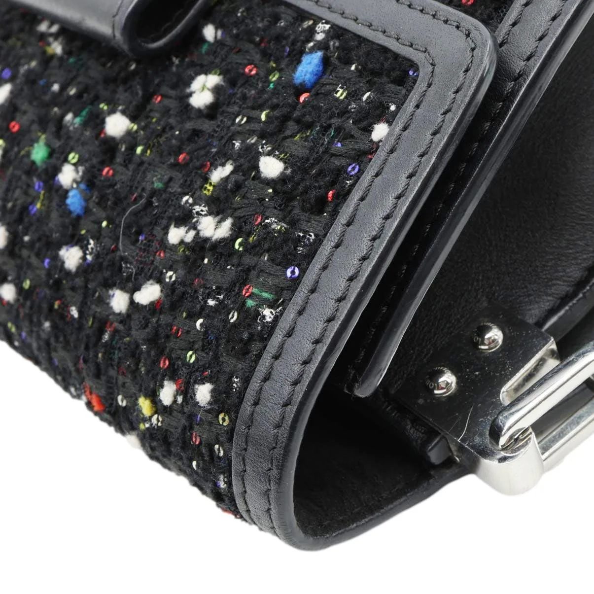 LOUIS VUITTON Dauphine Mini Tweed Sequins Crossbody Bag Black - Image 5