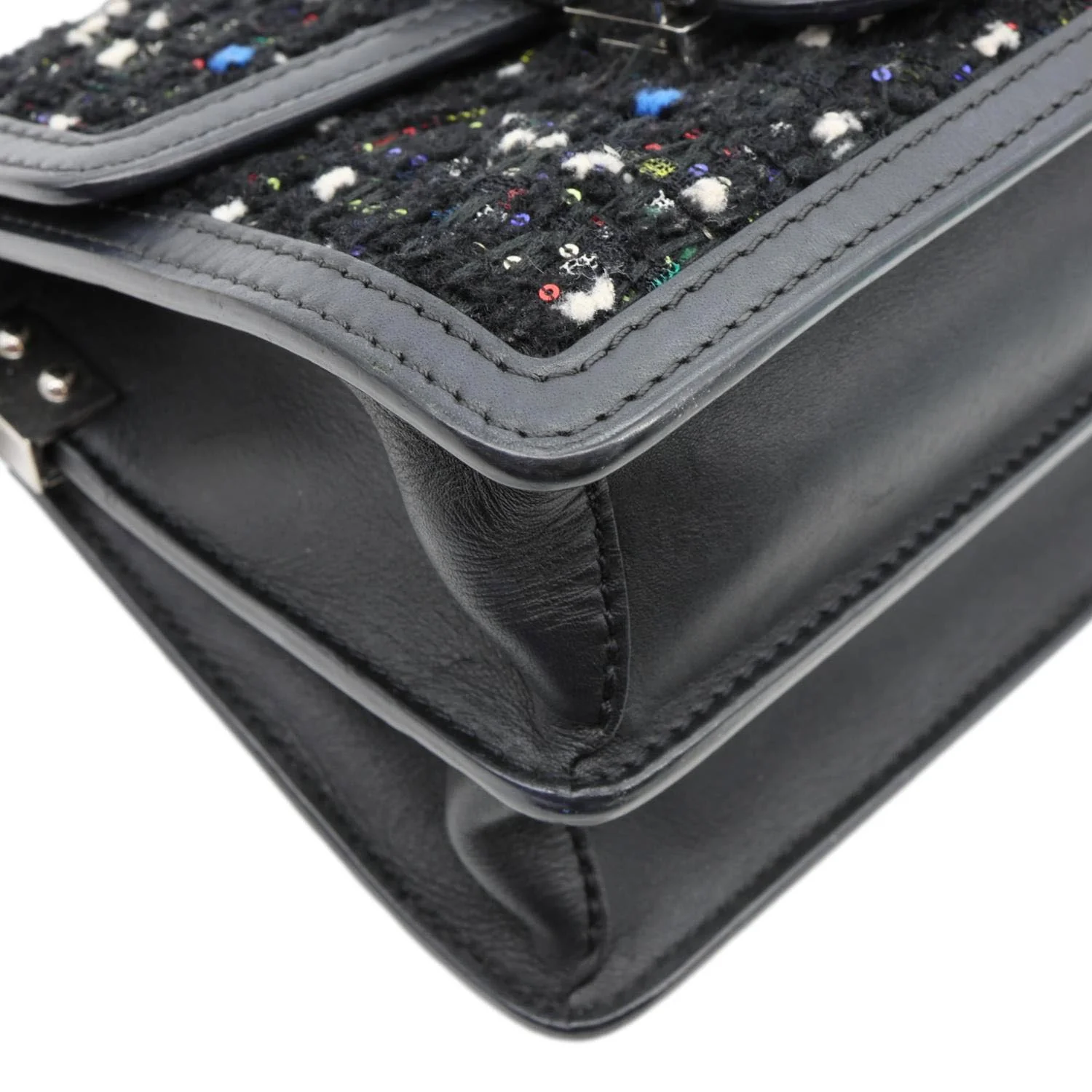 LOUIS VUITTON Dauphine Mini Tweed Sequins Crossbody Bag Black - Image 8