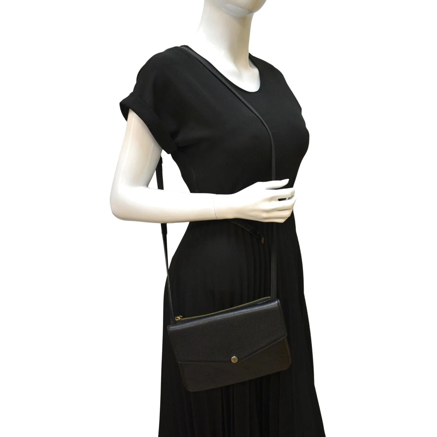 LOUIS VUITTON Twice Pochette Monogram Empreinte Crossbody Bag Black - Image 2
