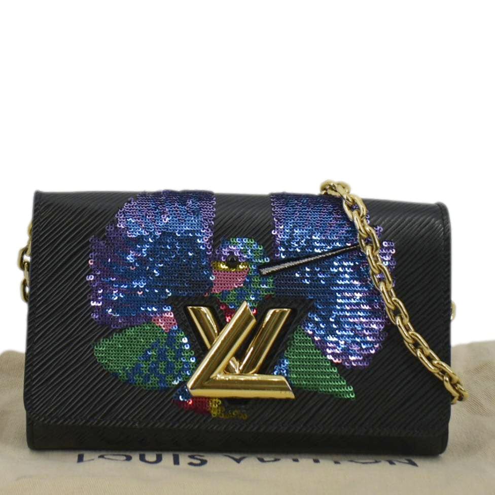LOUIS VUITTON Twist Sequin Bird Epi Leather Chain Clutch Black - Image 3