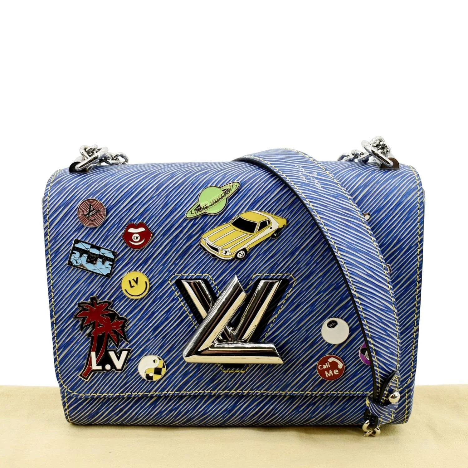 LOUIS VUITTON Twist Denim Charms Epi Leather Crossbody Bag Blue - Image 3