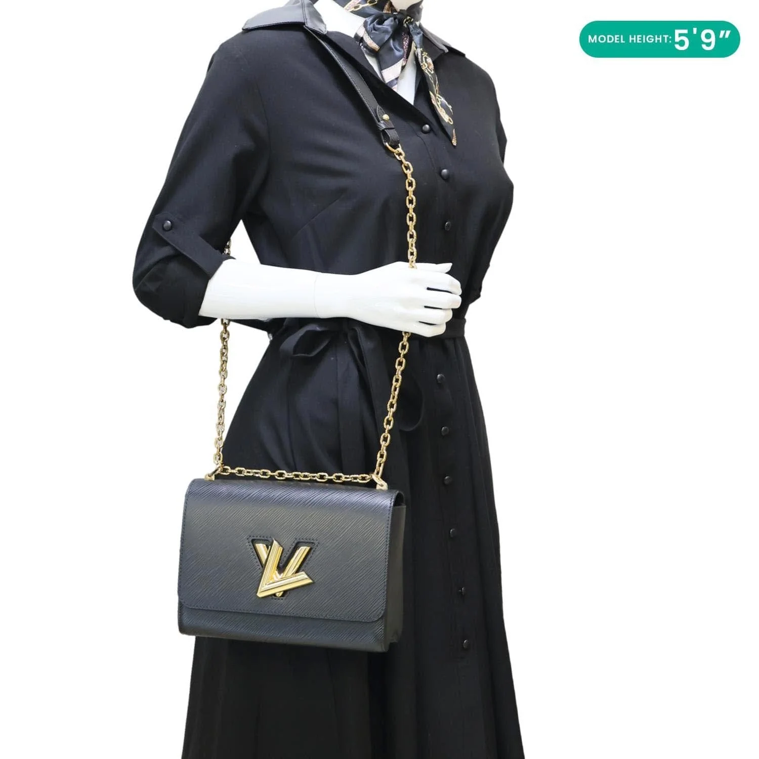 LOUIS VUITTON Twist MM Epi Leather Chain Shoulder Bag Black - Image 2