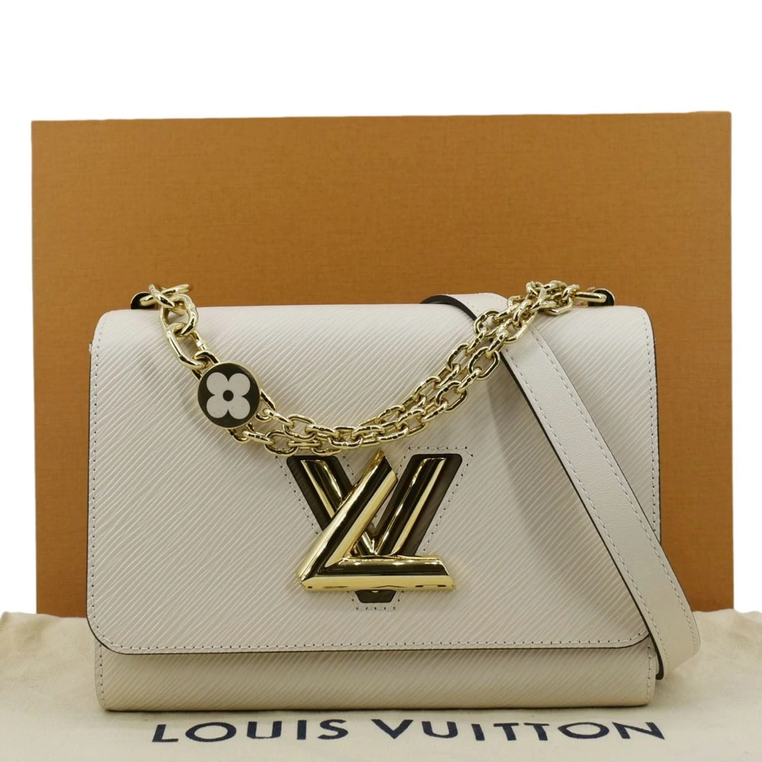 LOUIS VUITTON Twist Flower Epi Leather Chain Shoulder Bag Off White - Image 3
