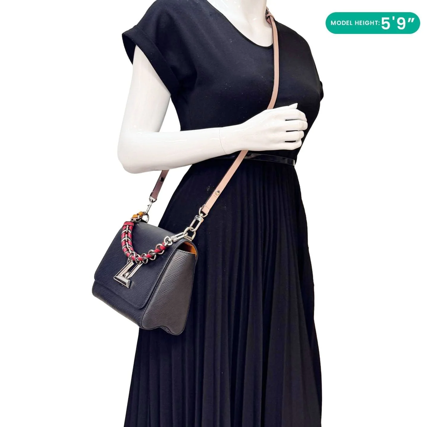 LOUIS VUITTON Twist MM Braided Handle Epi Leather Shoulder Bag Black - Image 2