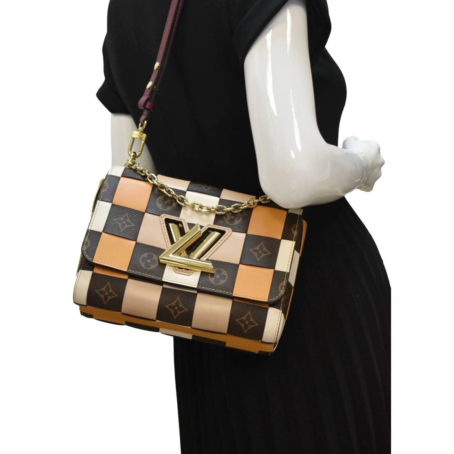 Louis Vuitton Twist MM Monogram Check Leather Shoulder Bag Orange - Image 2