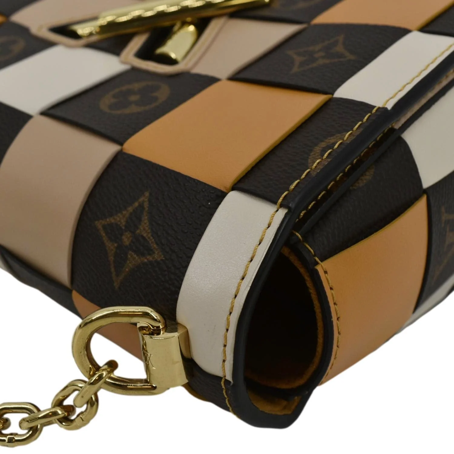 Louis Vuitton Twist MM Monogram Check Leather Shoulder Bag Orange - Image 6