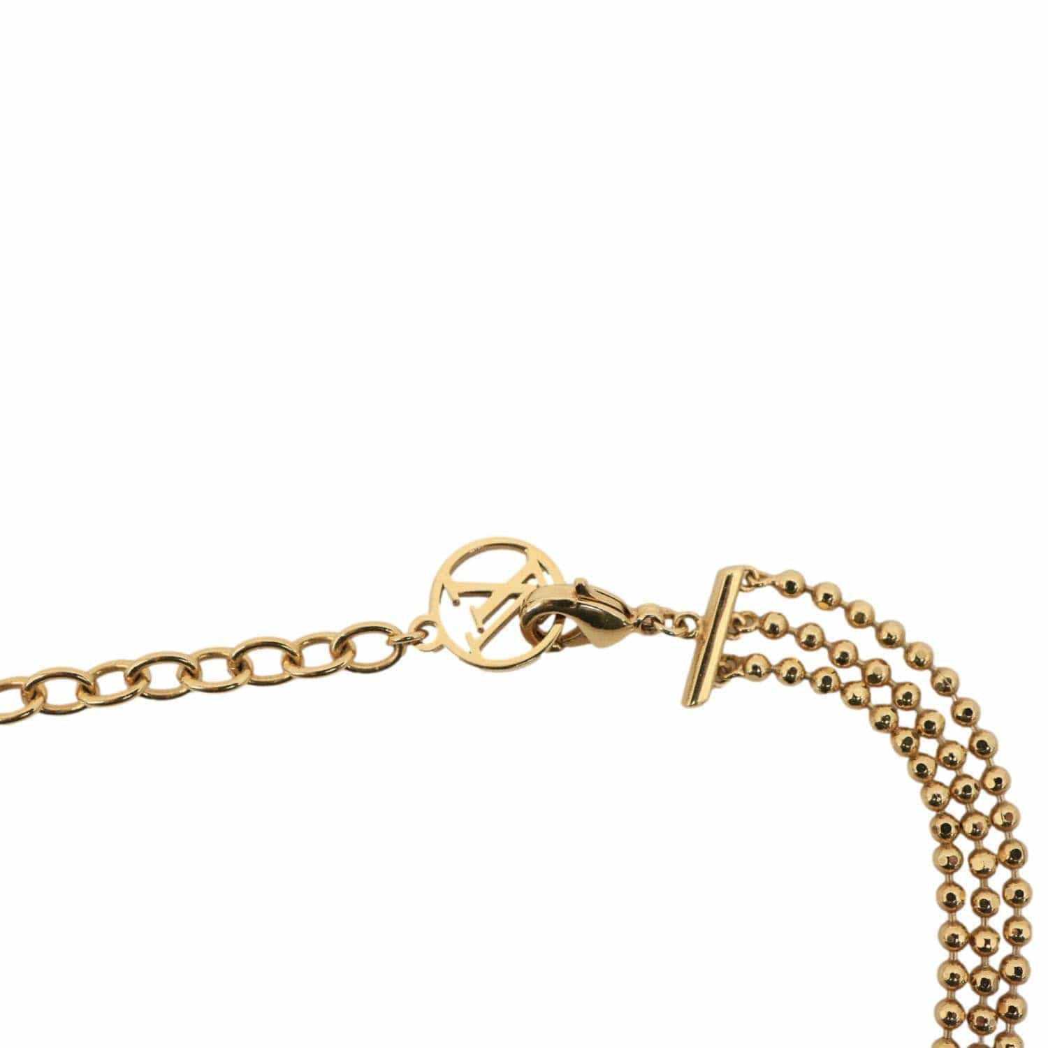 LOUIS VUITTON Essential V Choker Metal Necklace Gold - Image 7