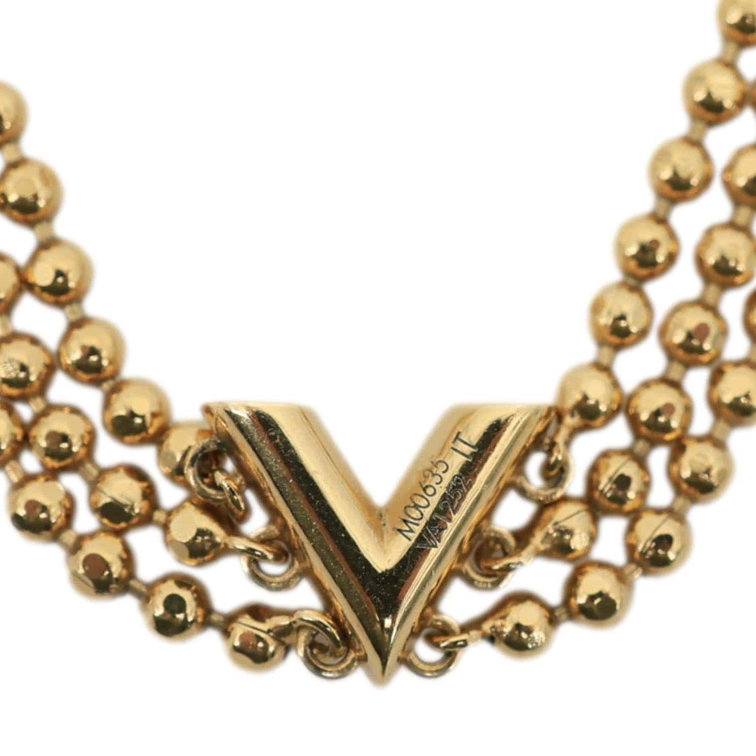 LOUIS VUITTON Essential V Choker Metal Necklace Gold - Image 8