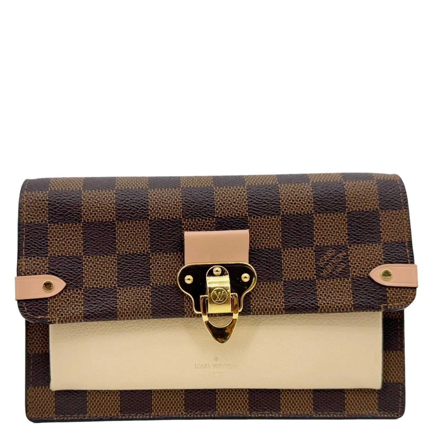 LOUIS VUITTON Vavin Chain Wallet Damier Ebene Crossbody Bag Cream Beige - Image 4