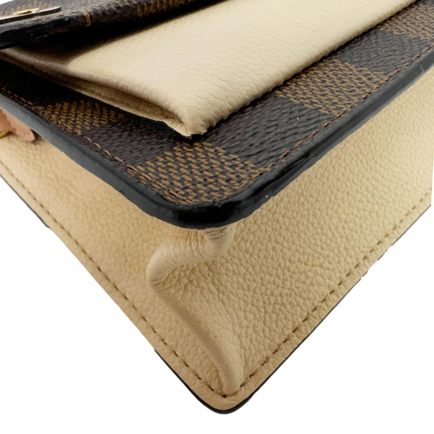 LOUIS VUITTON Vavin Chain Wallet Damier Ebene Crossbody Bag Cream Beige - Image 9