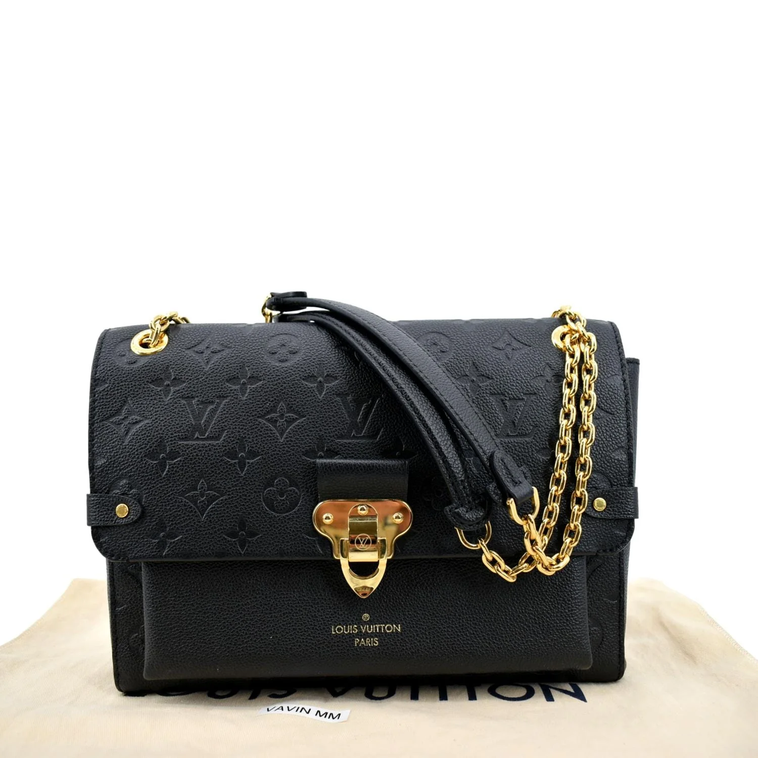 LOUIS VUITTON Vavin MM Monogram Empreinte Leather Shoulder Bag Black - Image 3
