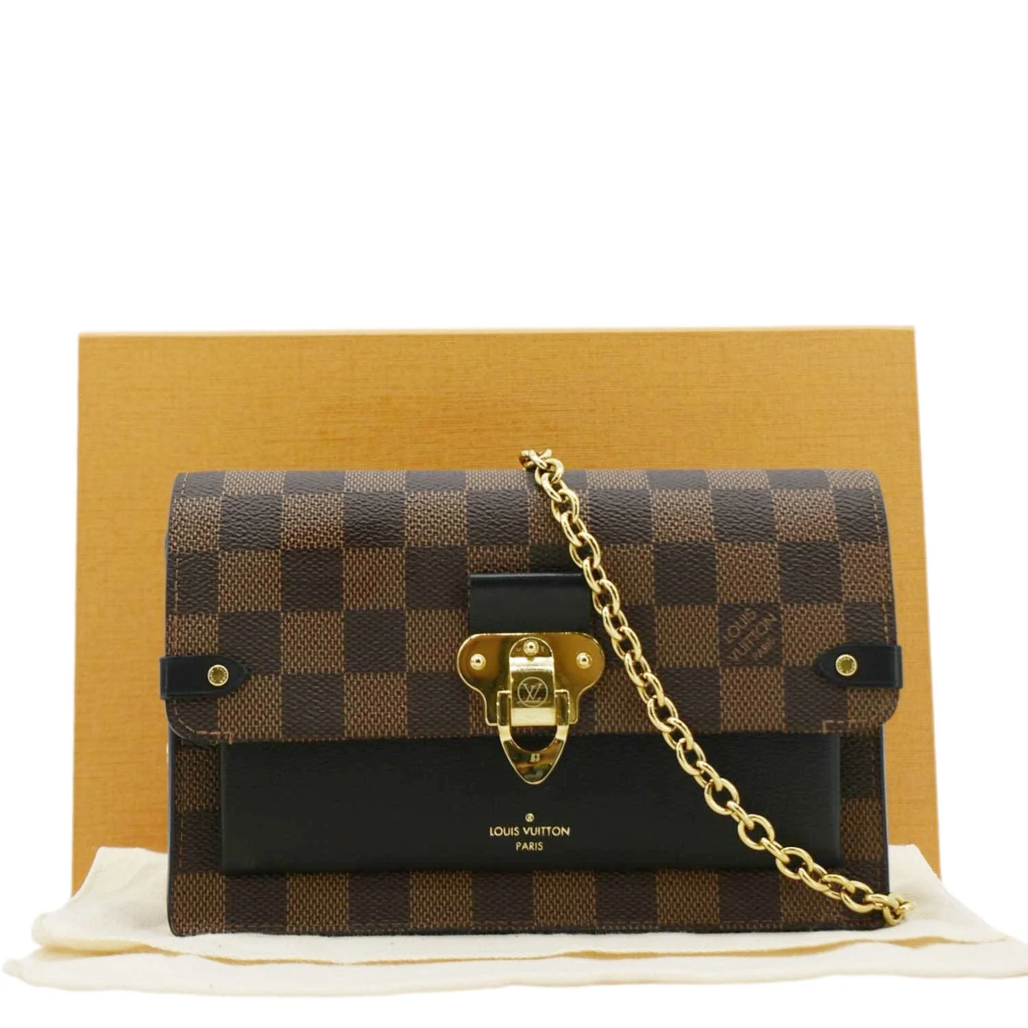 LOUIS VUITTON Vavin PM Damier Ebene Chain Crossbody Bag Black - Image 2