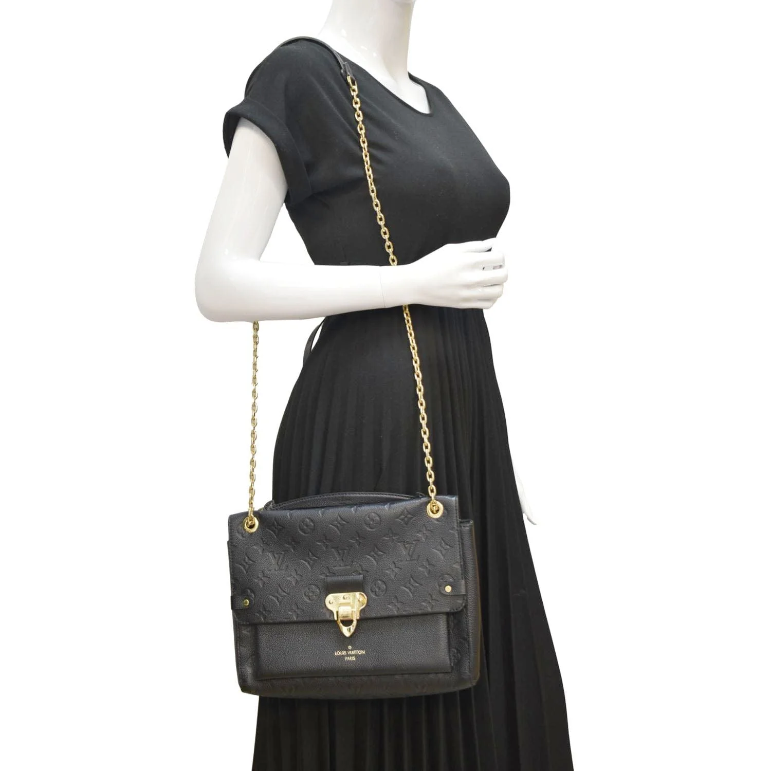 LOUIS VUITTON Vavin MM Monogram Empreinte Leather Shoulder Bag Black - Image 2