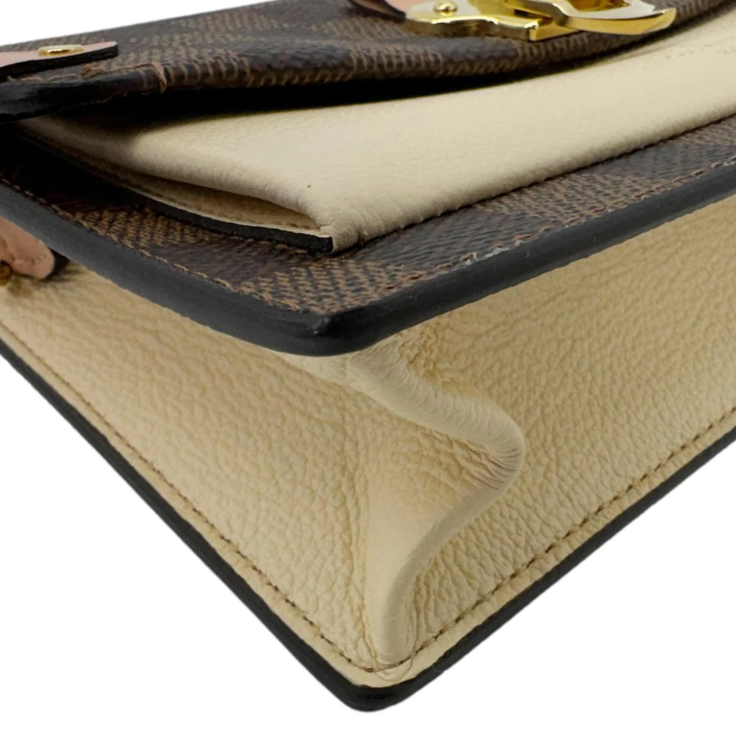 LOUIS VUITTON Vavin Chain Wallet Damier Ebene Crossbody Bag Creme Beige - Image 9