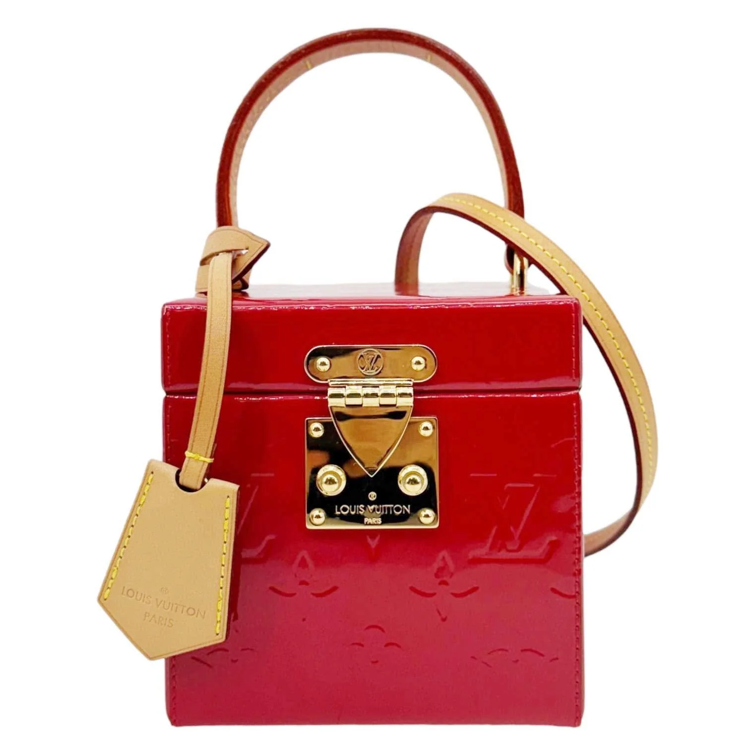 Louis Vuitton Bleecker Box Monogram Vernis Leather Shoulder Bag Red