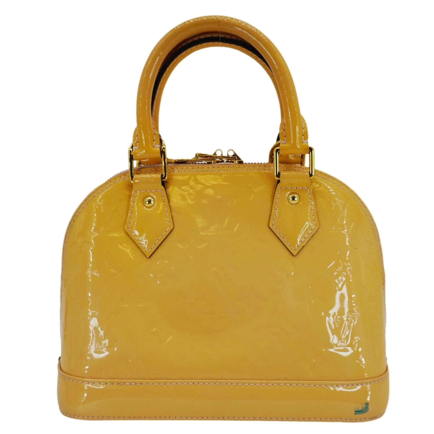 LOUIS VUITTON Alma BB Flowers Vernis Leather Satchel Bag Jaune Passion - Image 4