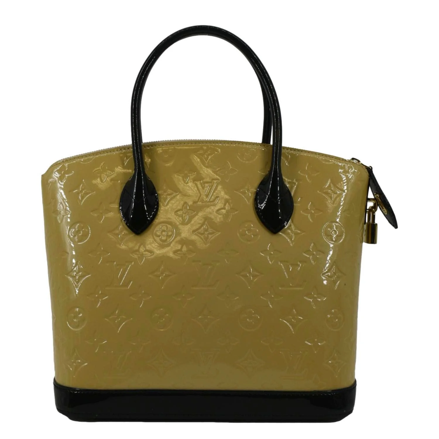 LOUIS VUITTON Lockit Vertical PM Monogram Vernis Leather Tote Bag Mastard - Image 4