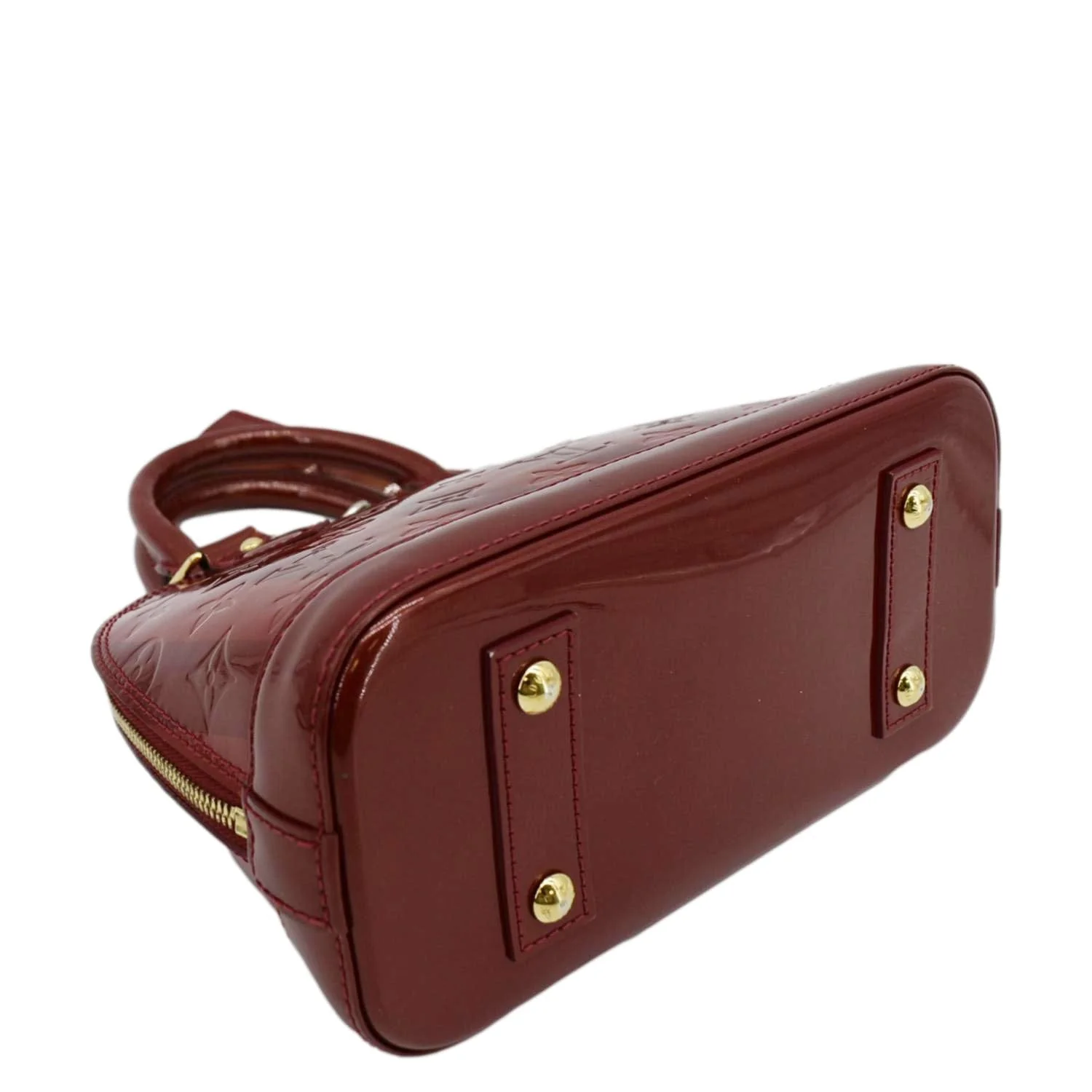 LOUIS VUITTON Rayures Alma BB Vernis Leather Satchel Crossbody Bag Pomme D'Amour - Image 13