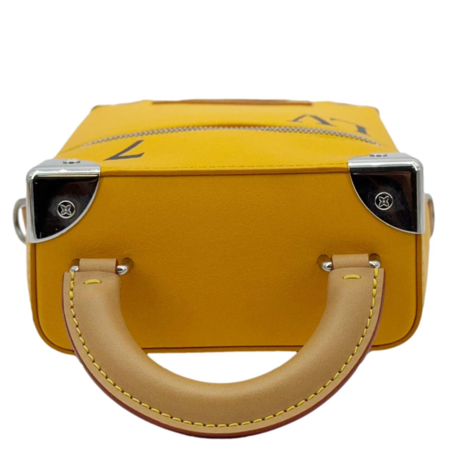 LOUIS VUITTON Vertical Box Trunk Leather Shoulder Bag Yellow - Image 6
