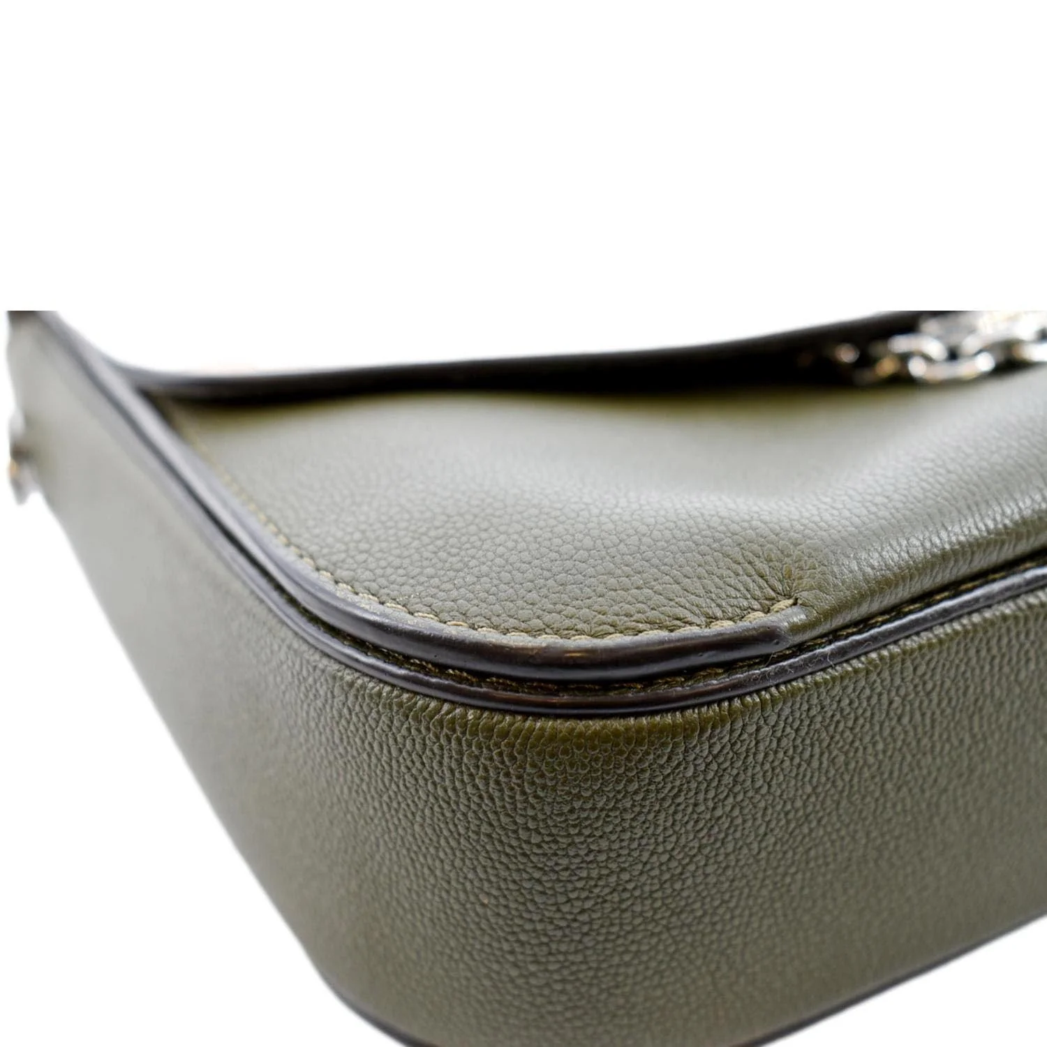 LOUIS VUITTON Very Calfskin Leather Saddle Shoulder Bag Khaki Green - Image 7