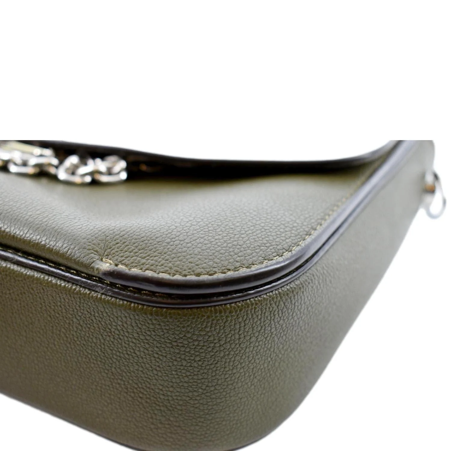 LOUIS VUITTON Very Calfskin Leather Saddle Shoulder Bag Khaki Green - Image 8