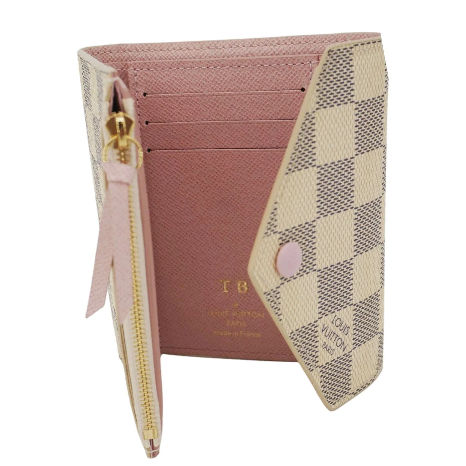 LOUIS VUITTON Victorine Damier Azur Wallet Rose Ballerine - Image 10