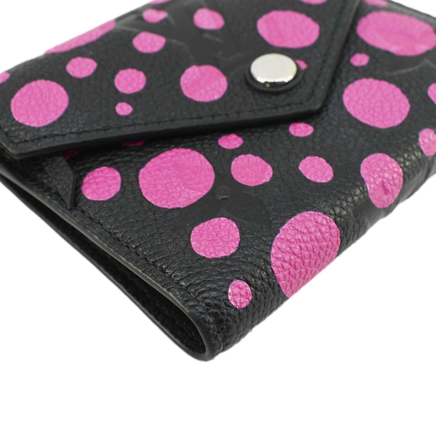 LOUIS VUITTON LV X YK Victorine Polka Dot Monogram Empreinte Leather Wallet Fuchsia - Image 9