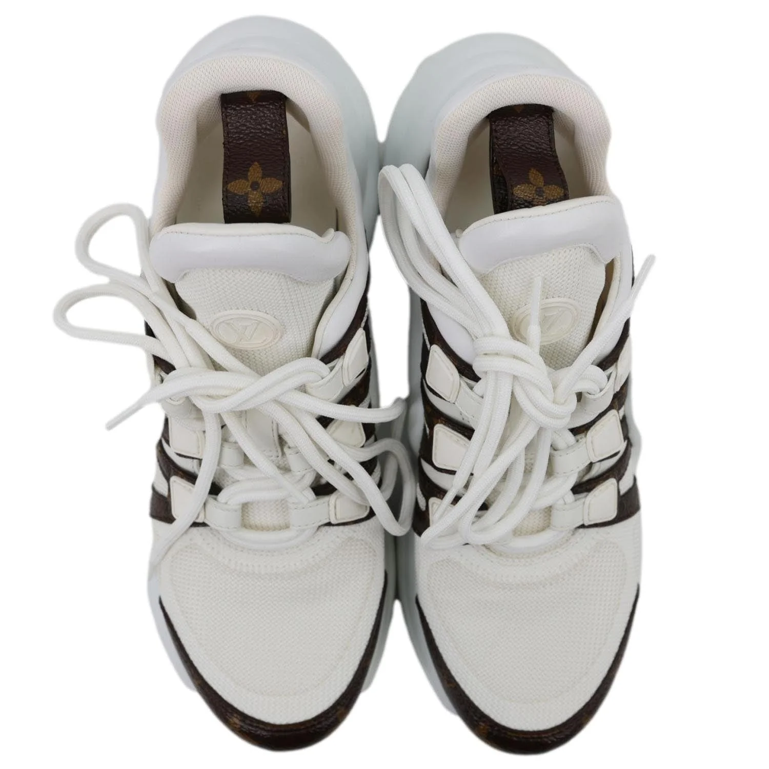 LOUIS VUITTON Archlight Mesh and Monogram Sneakers White Size 36.5 - Image 4
