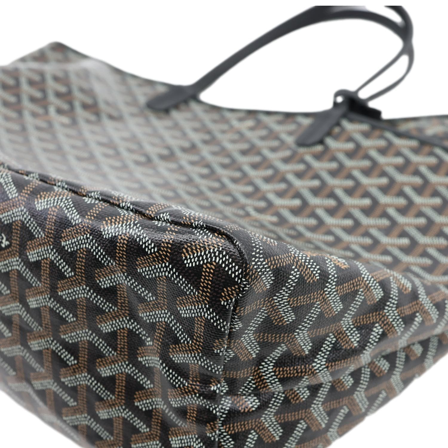 GOYARD Saint Louis PM Chevron Print Canvas Tote Bag Black - Image 8