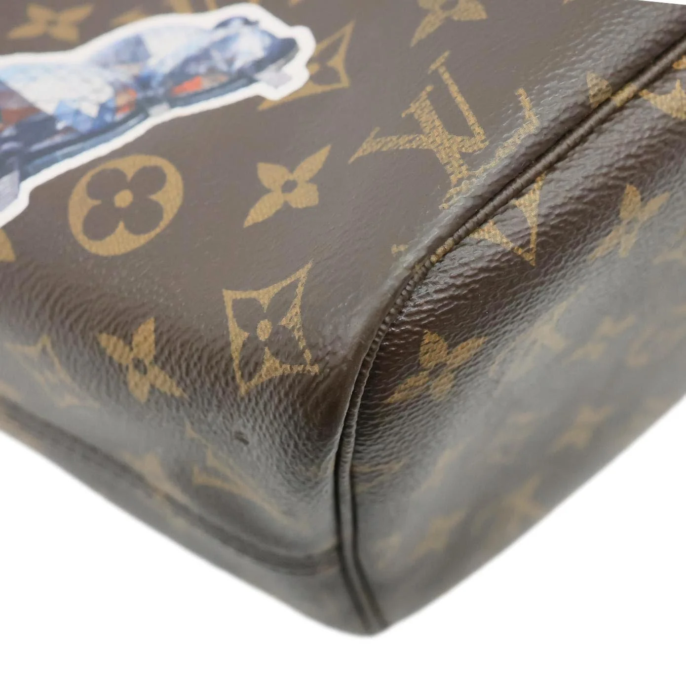 LOUIS VUITTON Neverfull MM World Tour Monogram Canvas Tote Shoulder Bag Brown - Image 8