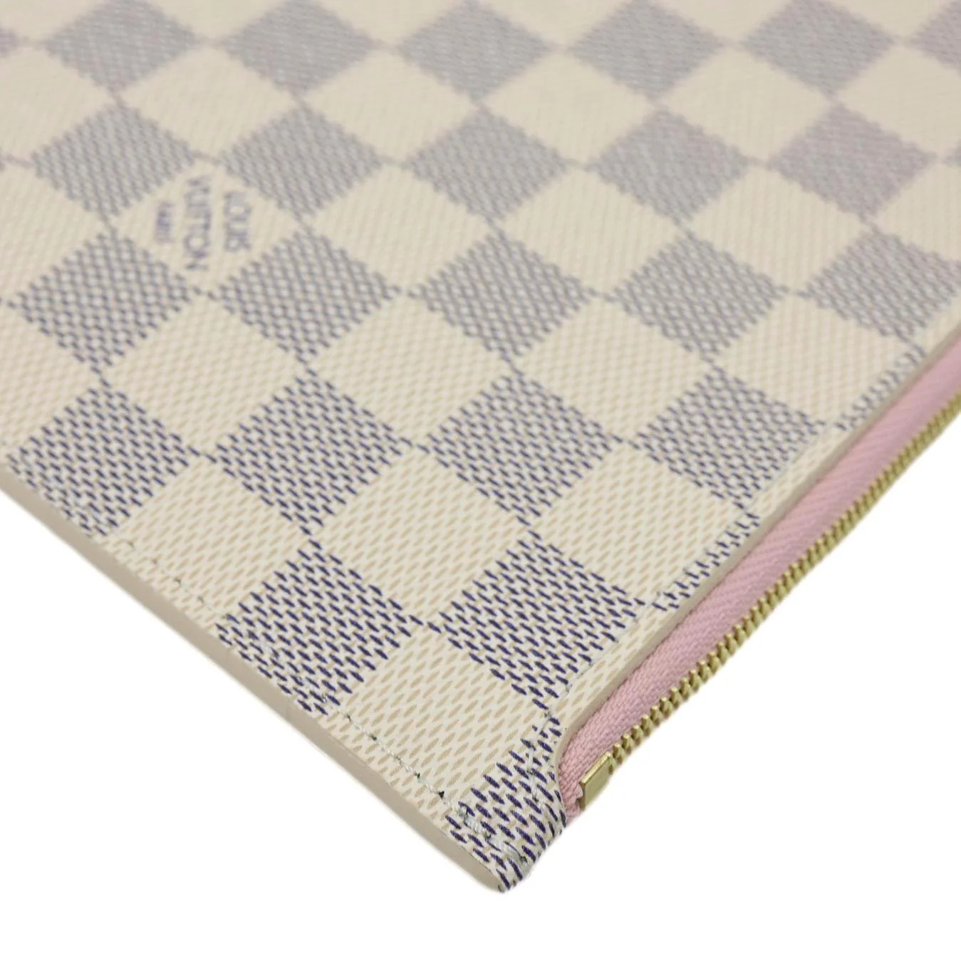 LOUIS VUITTON Neverfull MM Pochette Damier Azur Wristlet Rose Ballerine - Image 5
