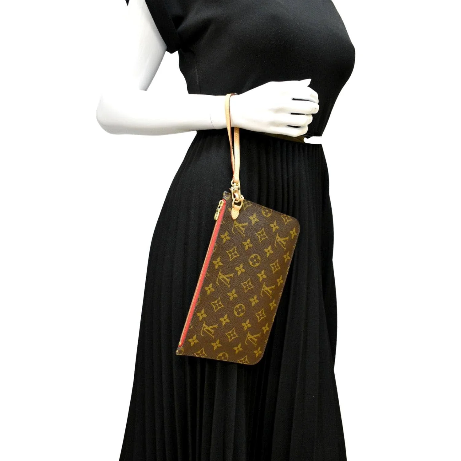 LOUIS VUITTON Neverfull Monogram Canvas Pochette Wristlet Pouch Brown - Image 2