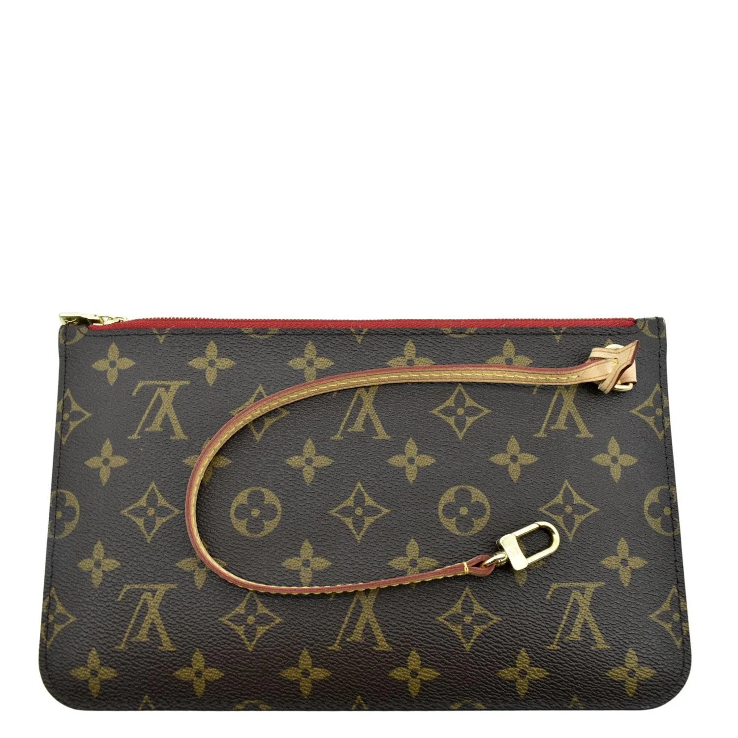 LOUIS VUITTON Neverfull Monogram Canvas Pochette Wristlet Pouch Brown - Image 3