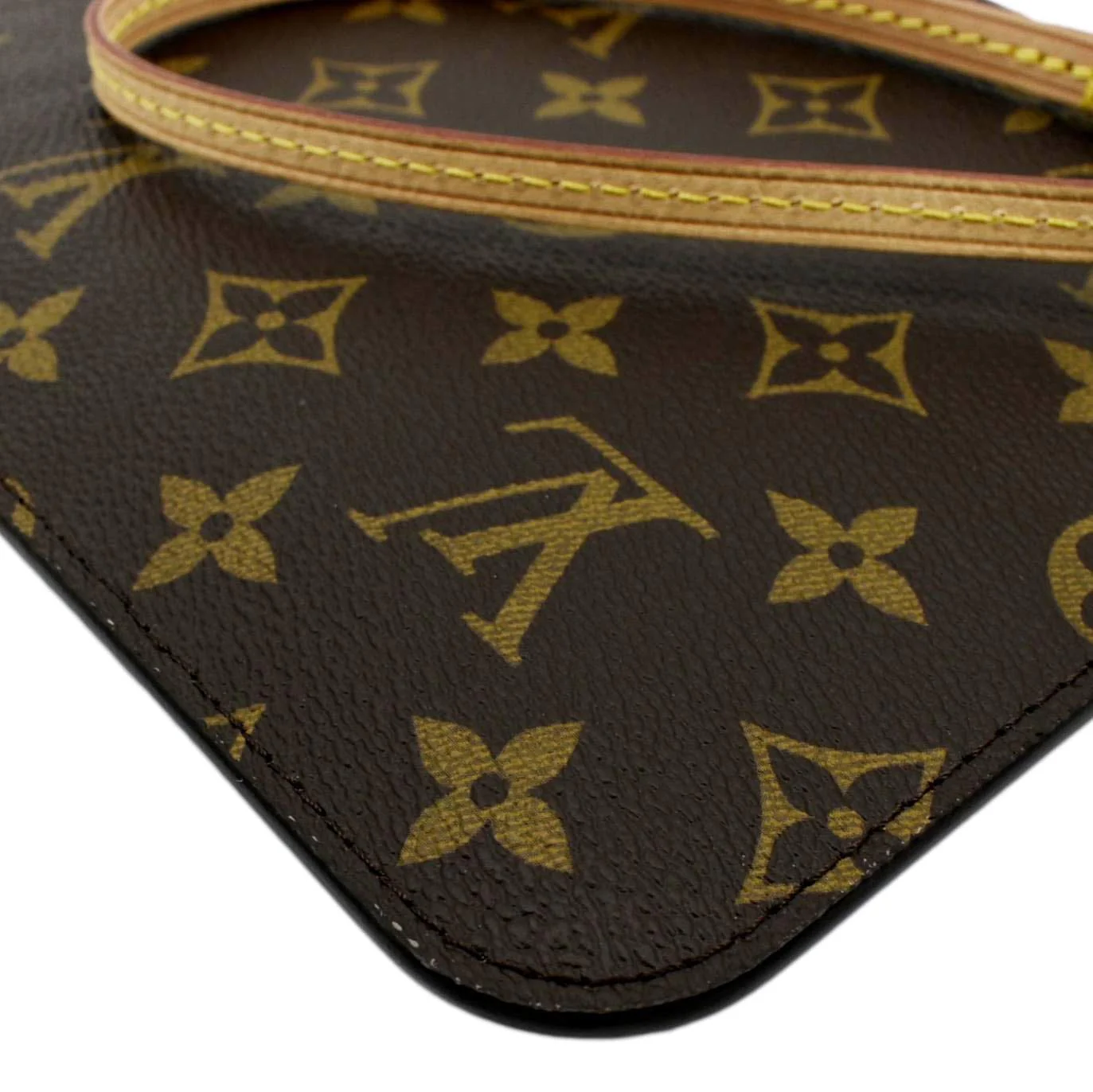 LOUIS VUITTON Neverfull Monogram Canvas Pochette Wristlet Pouch Brown - Image 7