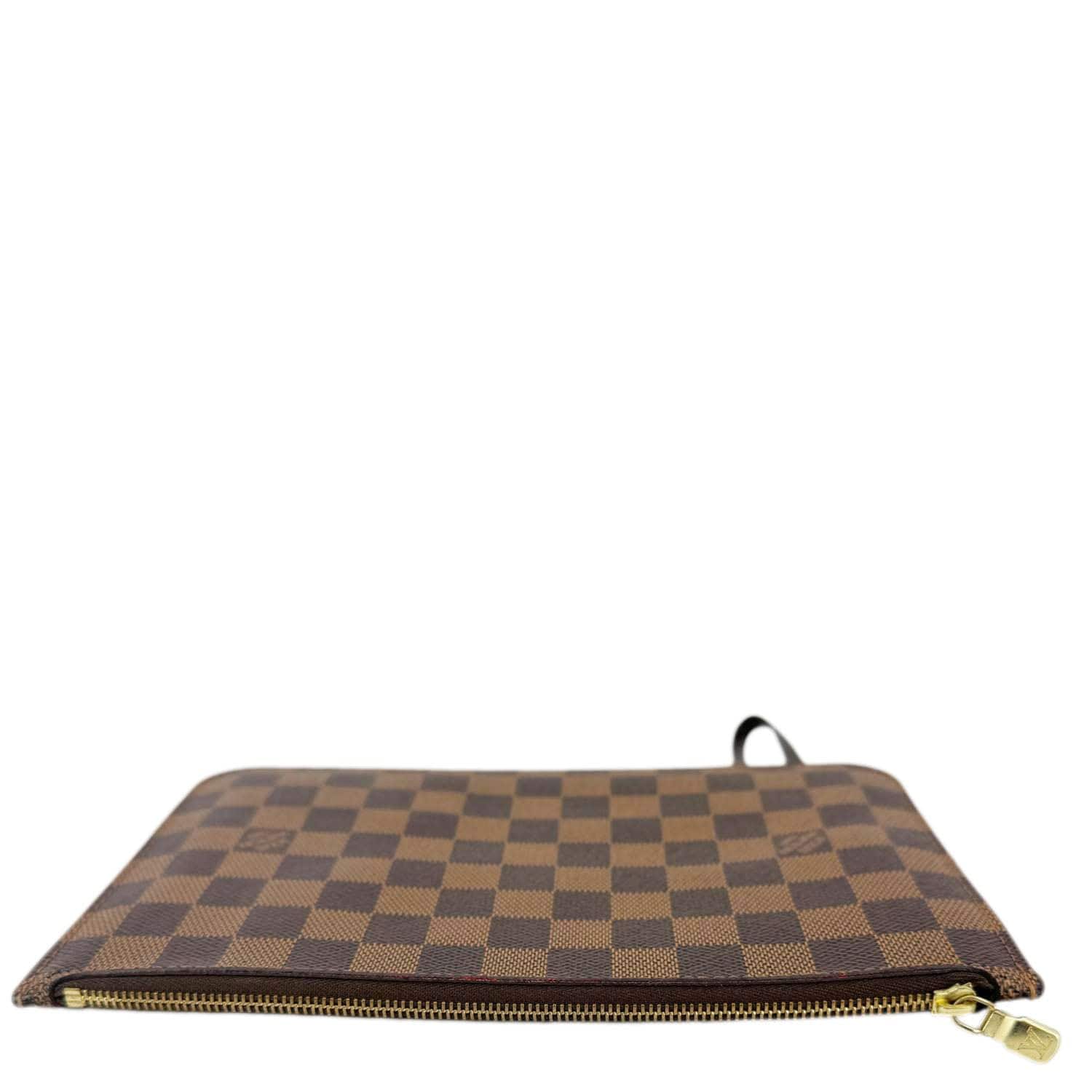 LOUIS VUITTON  Neverfull Damier Ebene Pochette Wristlet Pouch Brown - Image 5