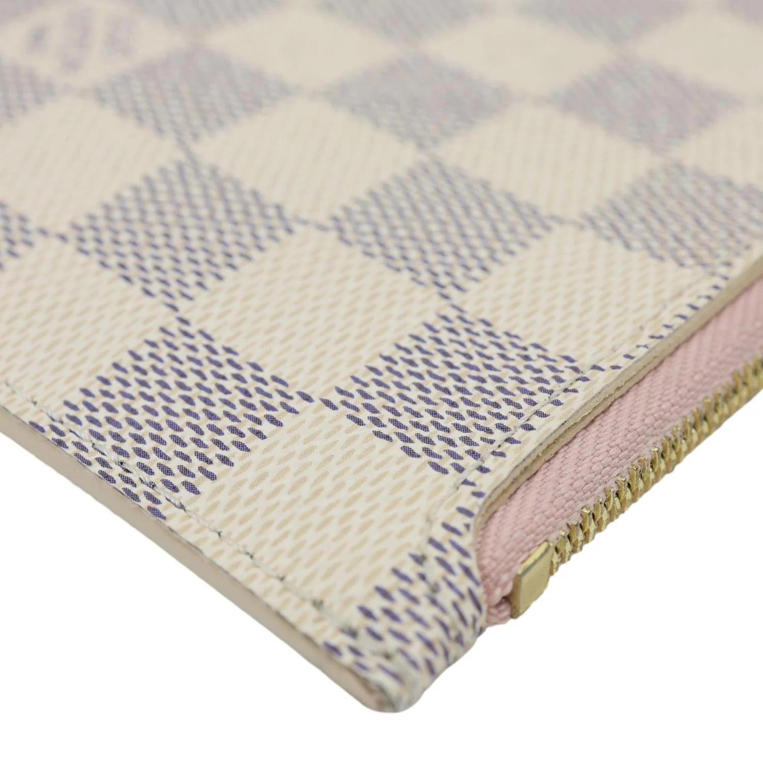 LOUIS VUITTON Neverfull Pochette Damier Azur Wristlet Rose Ballerine - Image 9