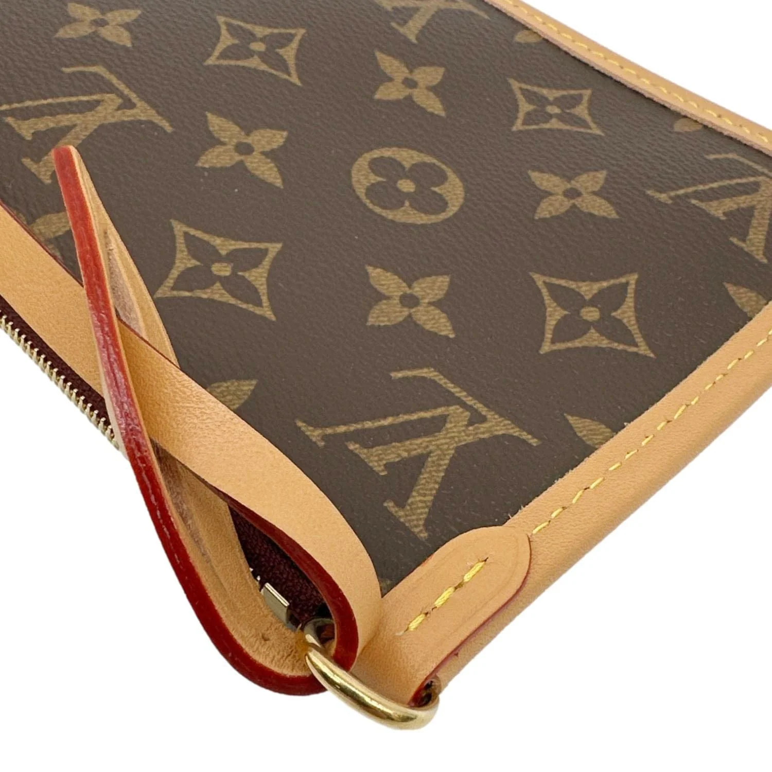 LOUIS VUITTON Neverfull Wristlet Monogram Canvas Pouch Brown - Image 7