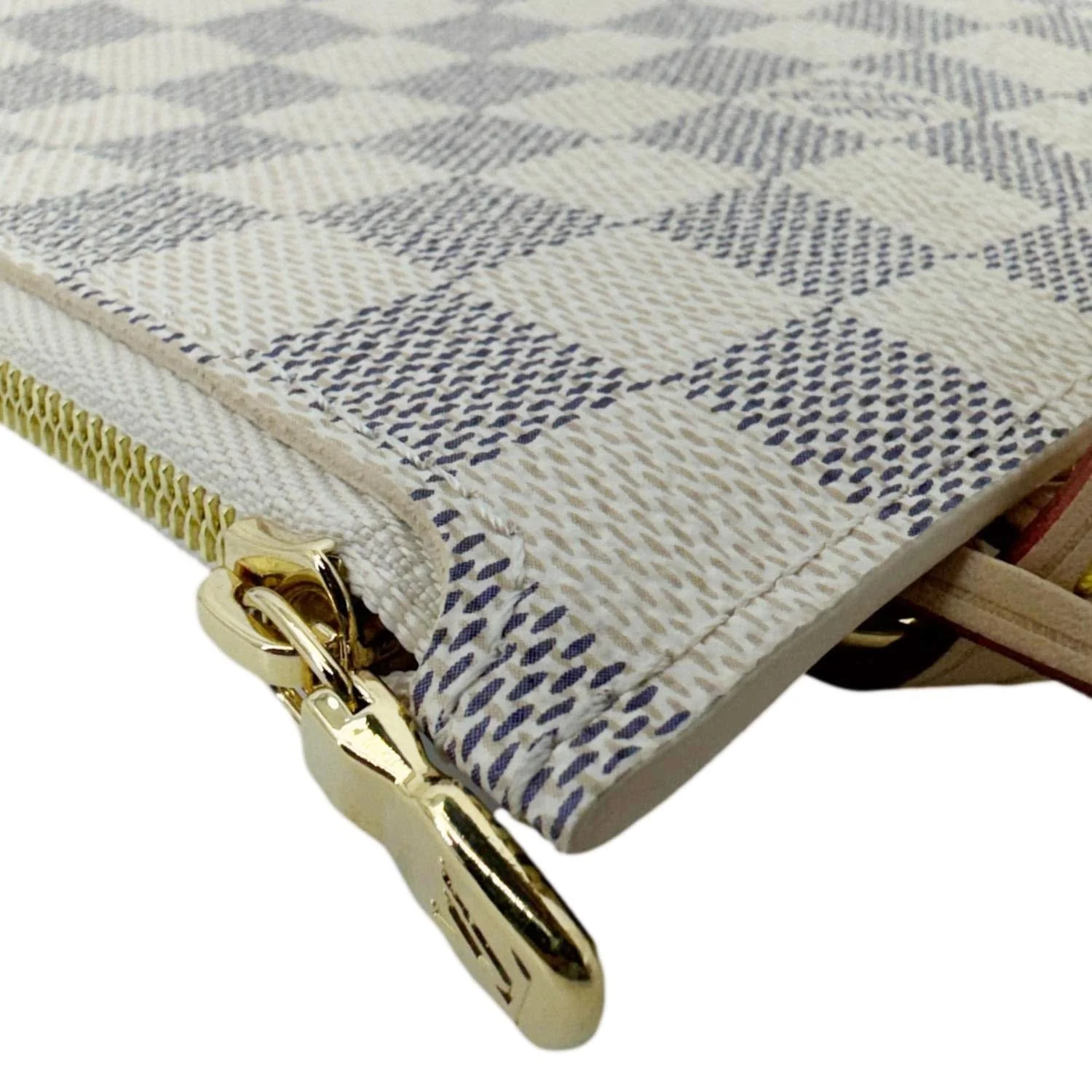 LOUIS VUITTON Neverfull Damier Azur Pochette Wristlet White - Image 6
