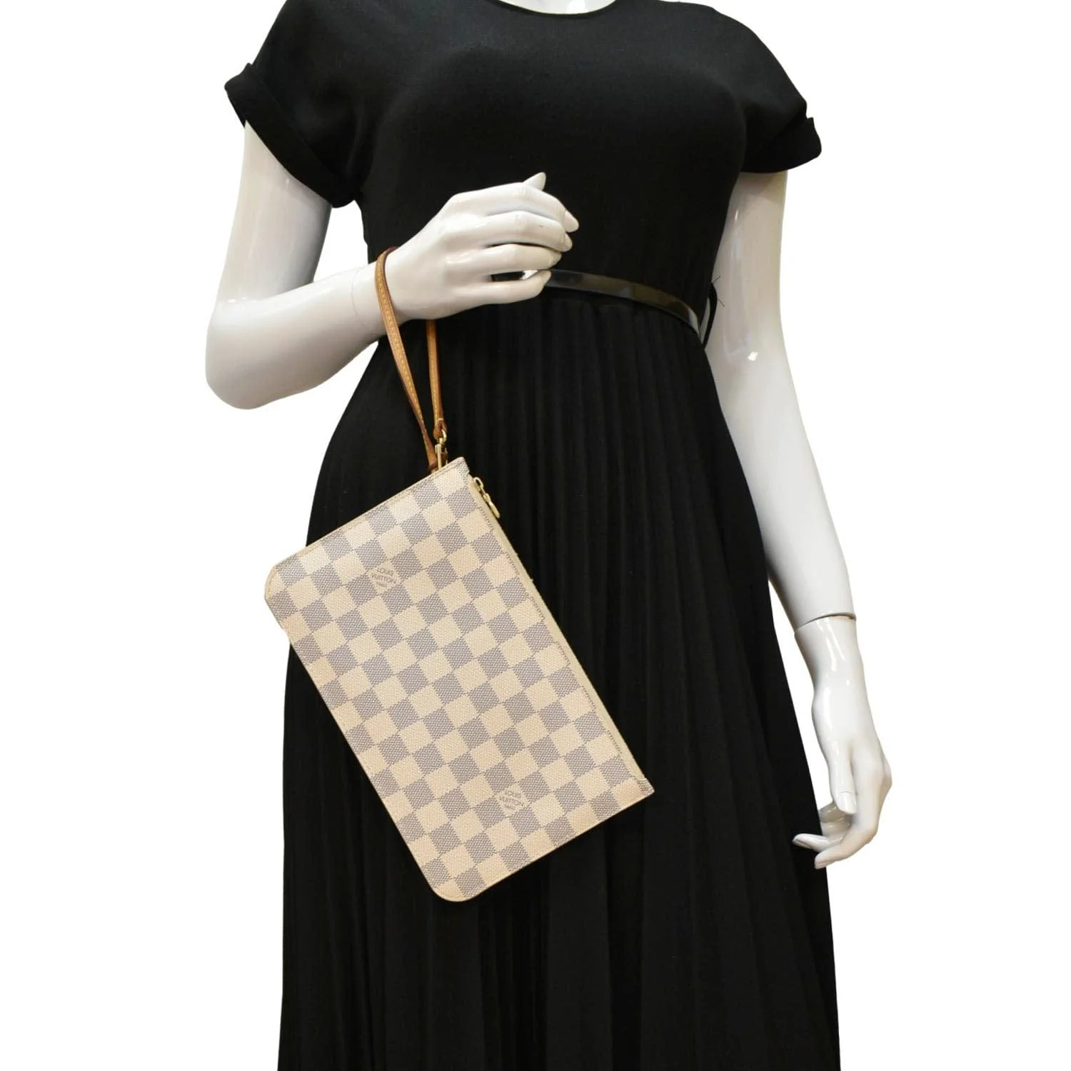 LOUIS VUITTON Wristlet Pochette Damier Azur Pouch White - Image 2