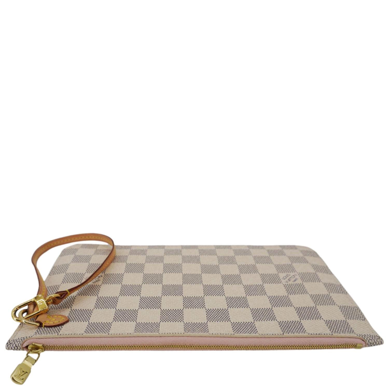 LOUIS VUITTON Neverfull Damier Azur Pochette Wristlet Rose Ballerine - Image 4
