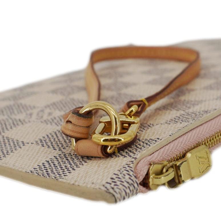 LOUIS VUITTON Neverfull Damier Azur Pochette Wristlet Rose Ballerine - Image 5