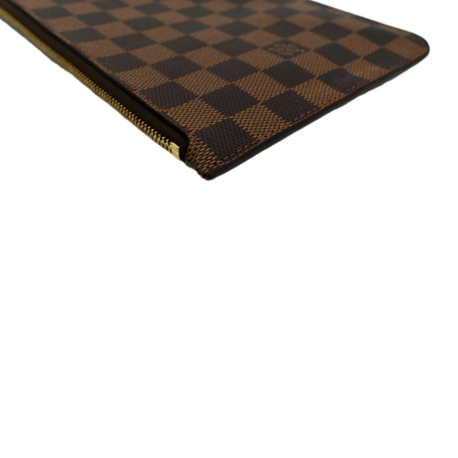 LOUIS VUITTON Neverfull Damier Ebene Pochette Wristlet Pouch Brown - Image 6