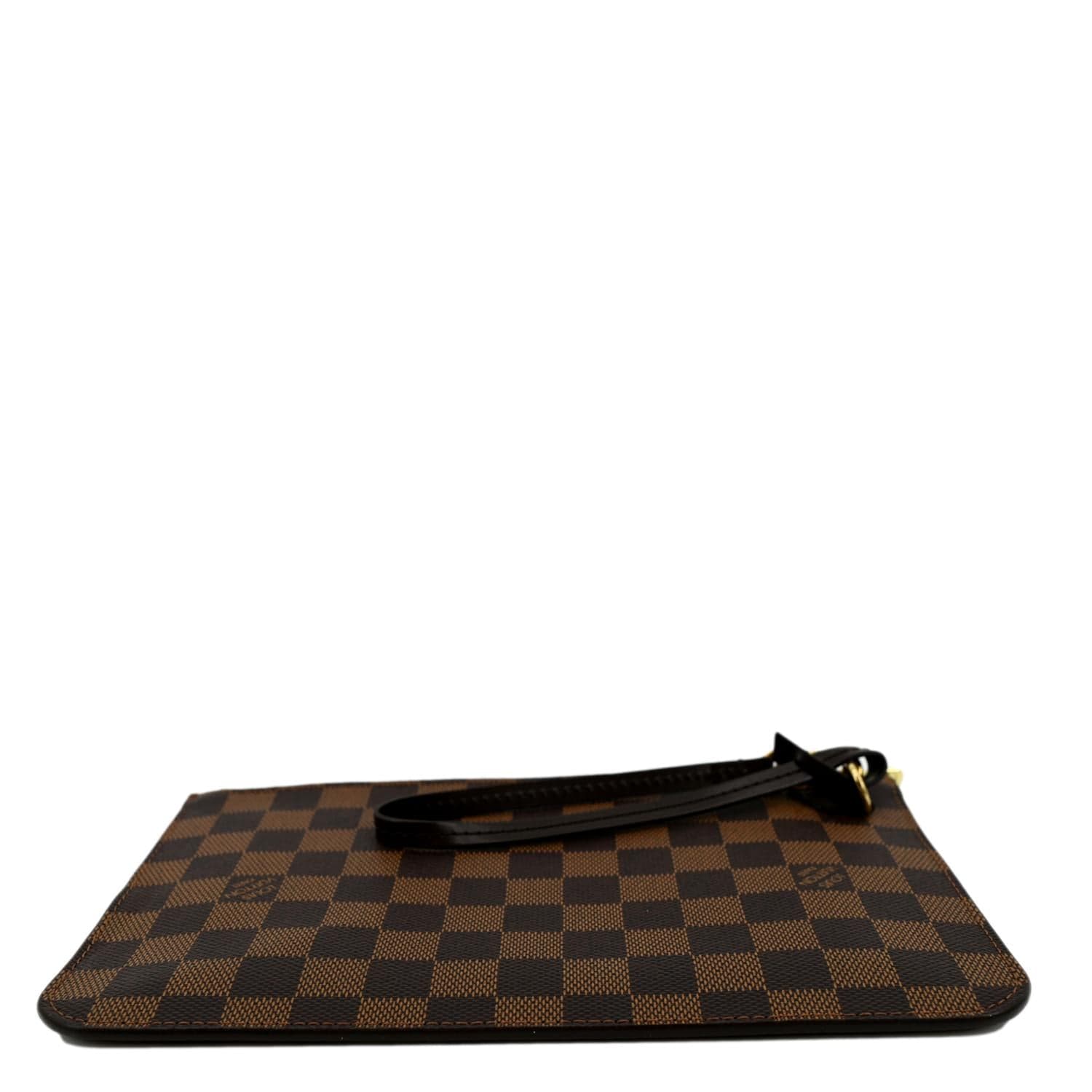 LOUIS VUITTON Neverfull Damier Ebene Pochette Wristlet Pouch Brown - Image 9