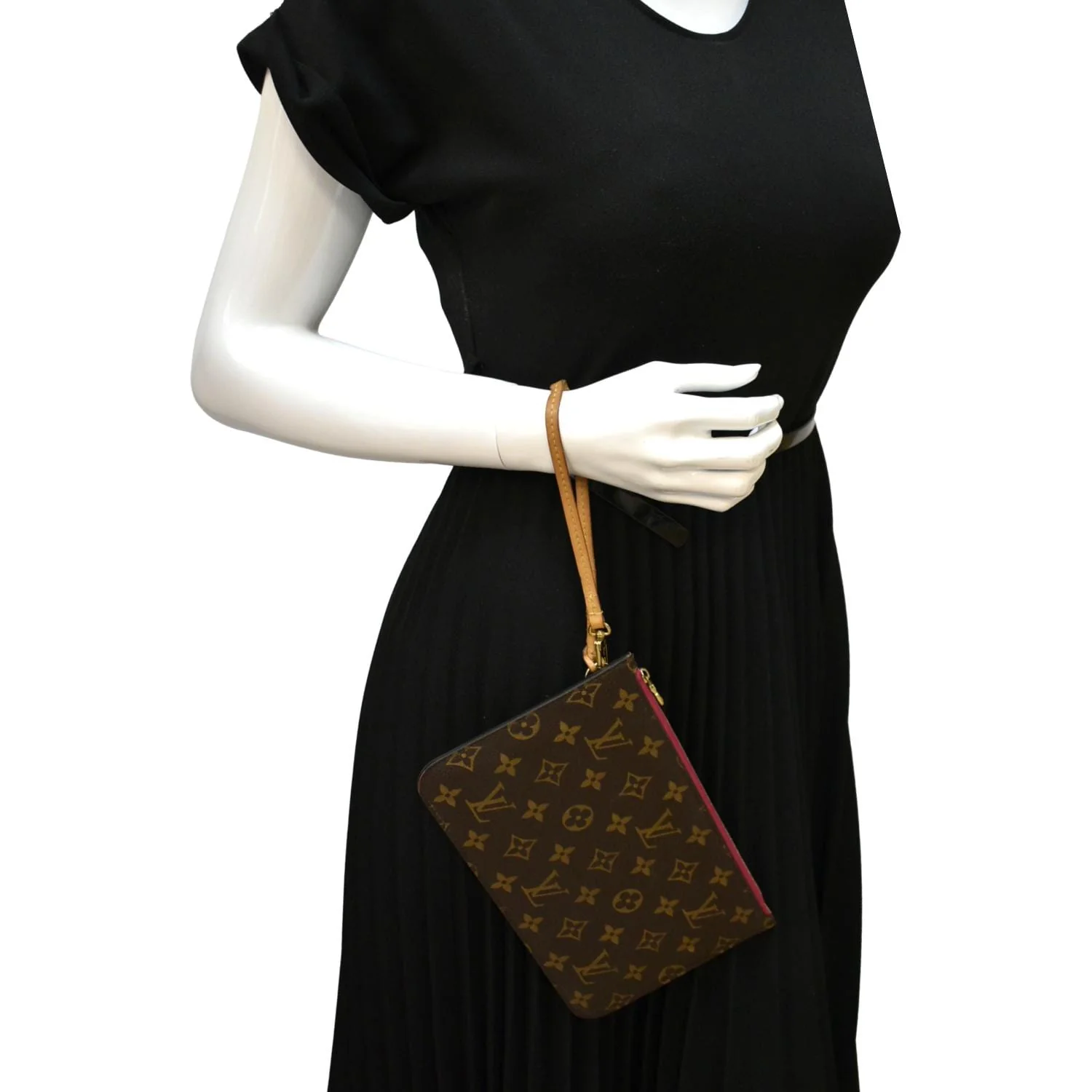 LOUIS VUITTON Neverfull Monogram Canvas Pochette Wristlet Pouch Fuchsia - Image 2