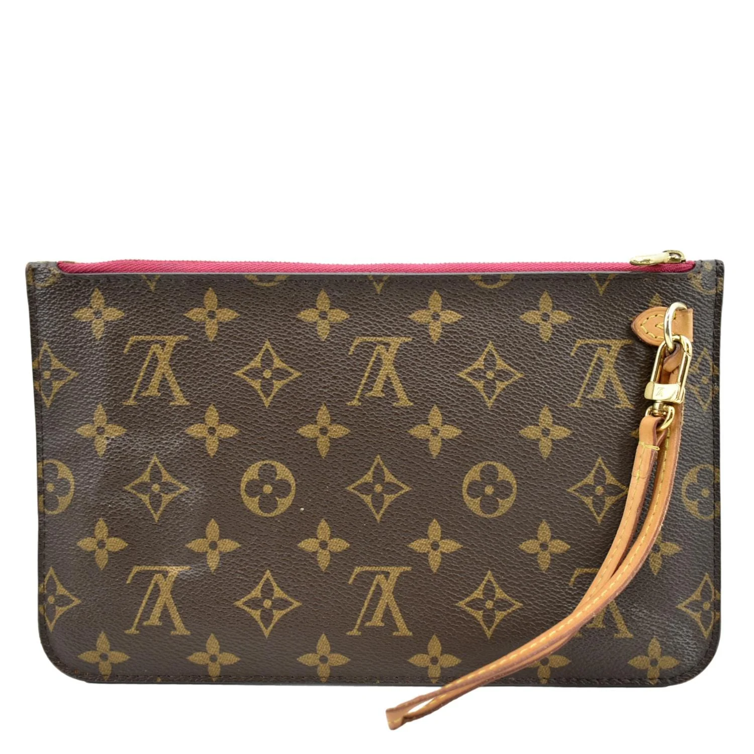 LOUIS VUITTON Neverfull Monogram Canvas Pochette Wristlet Pouch Fuchsia - Image 3