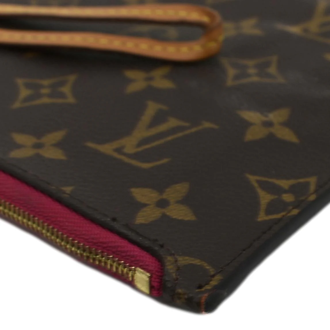 LOUIS VUITTON Neverfull Monogram Canvas Pochette Wristlet Pouch Fuchsia - Image 5