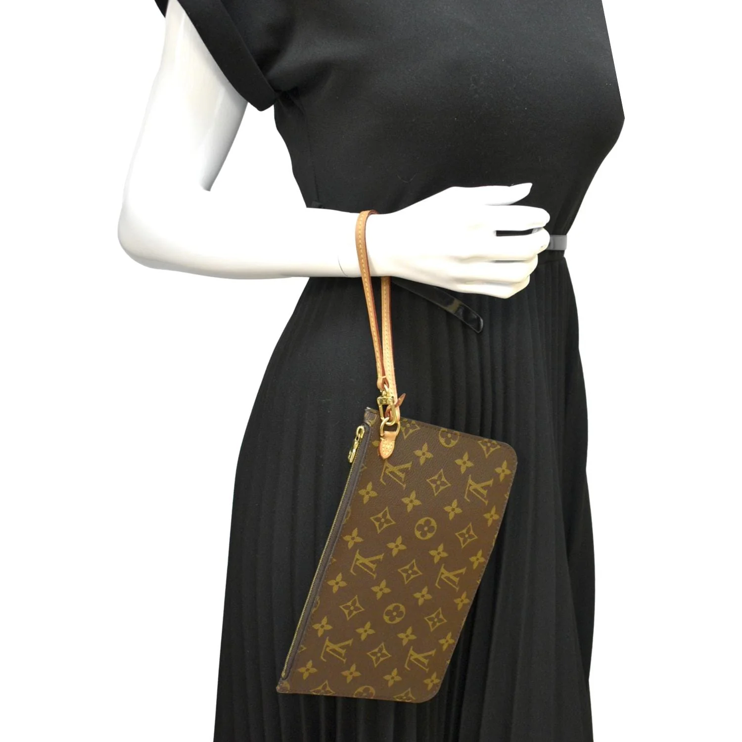 LOUIS VUITTON Neverfull Monogram Canvas Pochette Wristlet Pouch Brown - Image 2
