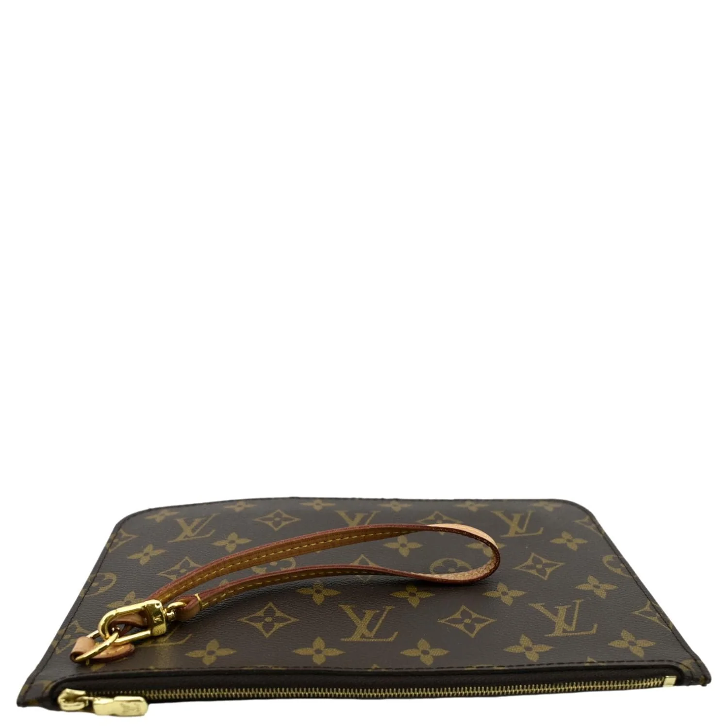 LOUIS VUITTON Neverfull Monogram Canvas Pochette Wristlet Pouch Brown - Image 4