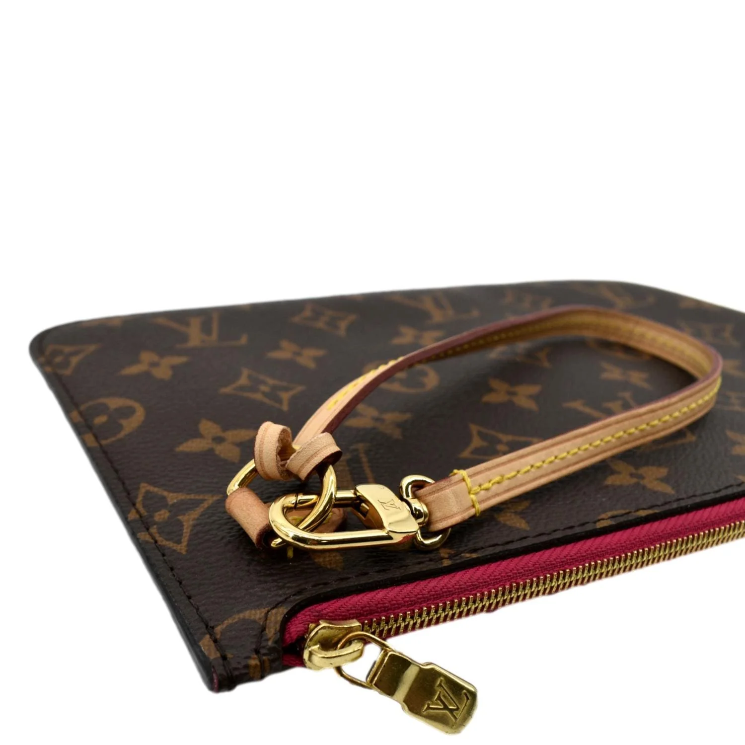 LOUIS VUITTON Neverfull Monogram Canvas Pochette Wristlet Pouch Cerise - Image 5