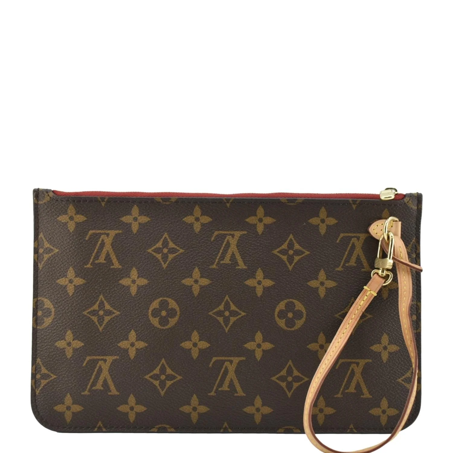 LOUIS VUITTON Monogram Canvas Wristlet Pouch Brown